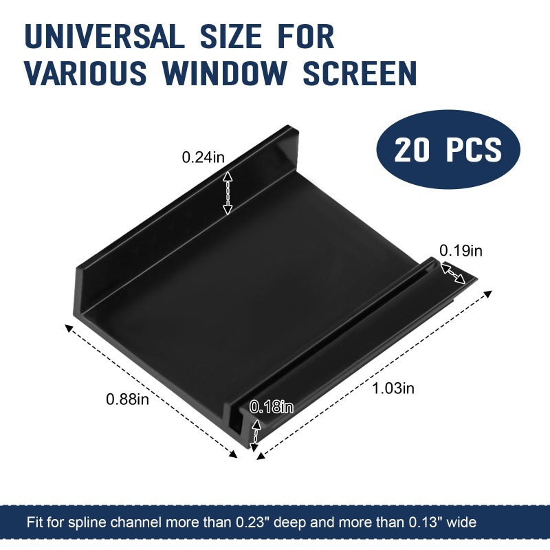 HDWGGD Window Screen Pull Tabs 20 Pack Replacement Universal Spline Channel Pull Lift Tabs Black - Image 2